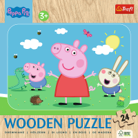 TREFL Drevené puzzle Prasiatko Peppa: Zoznámte sa s roztomilou Peppou 24 dielikov
