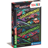 CLEMENTONI Svietiace puzzle Autá 104 dielikov