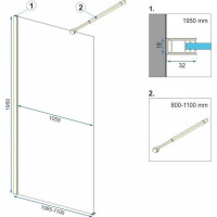 Kúpeľňová pevná zástena Rea AERO Ombre 110 cm - brúsená zlatá - biele sklo