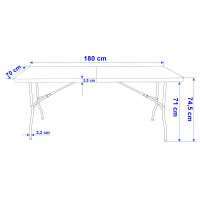 Cateringový stôl BALI White 180 cm - biely