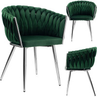 Jedálenské kresielko COFTON Velvet - tmavo zelené/chróm