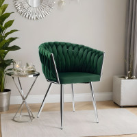 Jedálenské kresielko COFTON Velvet - tmavo zelené/chróm