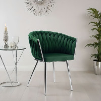 Jedálenské kresielko COFTON Velvet - tmavo zelené/chróm