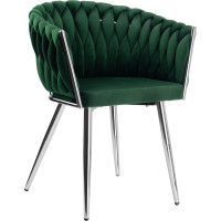 Jedálenské kresielko COFTON Velvet - tmavo zelené/chróm