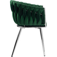 Jedálenské kresielko COFTON Velvet - tmavo zelené/chróm