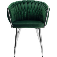 Jedálenské kresielko COFTON Velvet - tmavo zelené/chróm