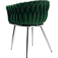 Jedálenské kresielko COFTON Velvet - tmavo zelené/chróm