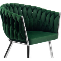 Jedálenské kresielko COFTON Velvet - tmavo zelené/chróm