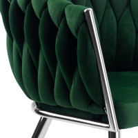 Jedálenské kresielko COFTON Velvet - tmavo zelené/chróm