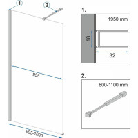 Kúpeľňová pevná zástena Rea AERO Ombre 100 cm - čierna - čierne sklo