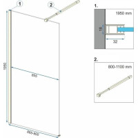 Kúpeľňová pevná zástena Rea AERO Ombre 90 cm - brúsená zlatá - biele sklo
