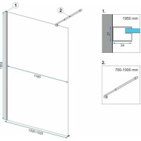 Kúpeľňová pevná zástena Rea AERO Ombre 120 cm - čierna - čierne sklo