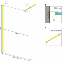 Kúpeľňová pevná zástena Rea AERO Ombre 120 cm - brúsená zlatá - biele sklo