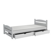 Detská posteľ z masívu borovice MAX so šuplíkmi - 200x90 cm - BIELA