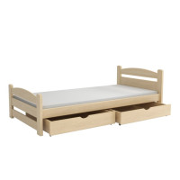 Detská posteľ z masívu borovice MAX so šuplíkmi - 200x90 cm - PRÍRODNÁ BOROVICA