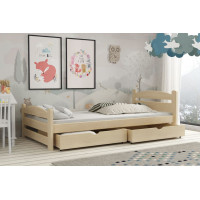 Detská posteľ z masívu borovice MAX so šuplíkmi - 200x90 cm - PRÍRODNÁ BOROVICA