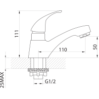 Sapho SMALL stojankový umývadlový ventil 1/2", 111mm, chróm SM21