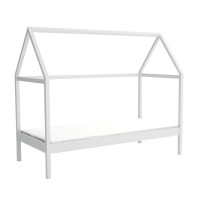 Detská domčeková posteľ z masívu borovice NICO - 200x90 cm - BIELA