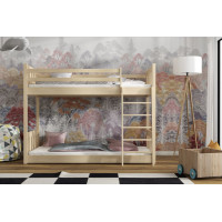 Detská poschodová posteľ z masívu borovice ŠIMON s Montessori lôžkom - 200x90 cm - PRÍRODNÁ BOROVICA