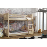 Detská poschodová posteľ z masívu borovice ŠIMON s Montessori lôžkom - 200x90 cm - PRÍRODNÁ BOROVICA