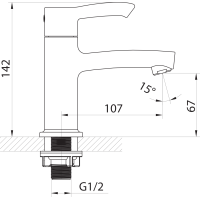 Sapho SMALL stojankový umývadlový ventil 1/2", 142mm, chróm SM22