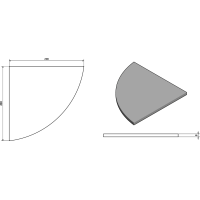 Sapho X-ROUND sklenená polica rohová, štvrťkruhová 200x200mm, chróm / mliečne sklo XR009-01