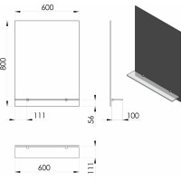 Aqualine Zrkadlo s policou 60x80cm, vrátane závesov 22430-01