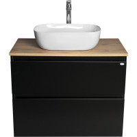 Aqualine ALTAIR skrinka s doskou 78, 5 cm, čierna mat/dub emporio AI680-01