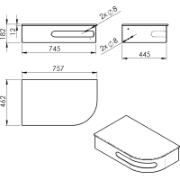 Sapho PULSE rohový stolík s umývadlom 755x455mm, ľavý, nerez mat BM750-0101-01