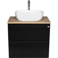 Aqualine ALTAIR skrinka s doskou 68 cm, čierna mat/dub emporio AI670-01
