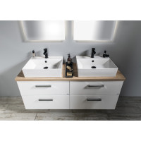 Aqualine VEGA zostava kúpeľňového nábytku, š. 104 cm, biela/dub platín VG052-04