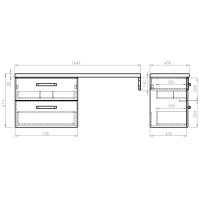 Aqualine VEGA zostava kúpeľňového nábytku, š. 145 cm, biela/dub platín VG073-02