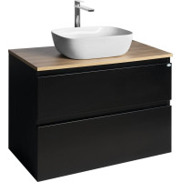 Aqualine ALTAIR skrinka s doskou 87, 5 cm, čierna mat/dub emporio AI690-01
