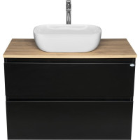 Aqualine ALTAIR skrinka s doskou 87, 5 cm, čierna mat/dub emporio AI690-01