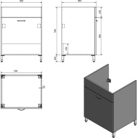 Aqualine Plastová výlevka so skrinkou 60x50 cm, vrátane sifónu PI6050-01
