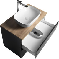 Aqualine ALTAIR skrinka s doskou 78, 5 cm, čierna mat/dub emporio AI680-01