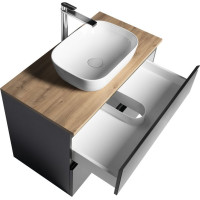 Aqualine ALTAIR skrinka s doskou 87, 5 cm, čierna mat/dub emporio AI690-01