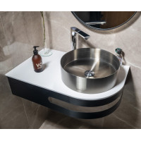 Sapho PULSE rohový stolík s umývadlom 755x455mm, ľavý, nerez mat BM750-0101-01