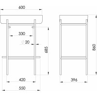 Sapho PUNO podstavec s umývadlom 600x860x396mm, čierna SKA590-2-01