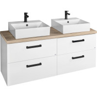 Aqualine VEGA zostava kúpeľňového nábytku, š. 125 cm, biela/dub platín VG064-04