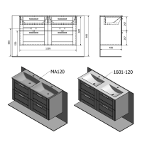Sapho Kúpeľňový set AMIA 120, dub collingwood KSET-042