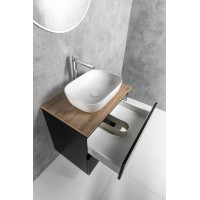 Aqualine ALTAIR skrinka s doskou 68 cm, čierna mat/dub emporio AI670-01