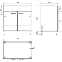 Aqualine Plastová výlevka so skrinkou 80x50 cm, vrátane sifónu PI8050-1