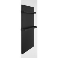 Sapho ENIS kúpeľňový sálavý vykurovací panel 600W, 590x1200 mm, držiaky uterákov, IP44, čierna mat RH600B-2