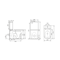 Bruckner LEON RIMLESS WC kombi misa s nádržkou, spodný/zadný odpad, biela 201.437.4