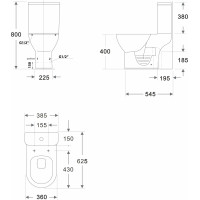 Bruckner DARIO RIMLESS WC kombi misa s nádržkou, spodný/zadný odpad, biela 201.431.4