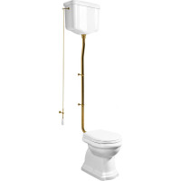 Kerasan RETRO WC misa s nádržkou, spodný odpad, biela-bronz WCSET17-RETRO-SO