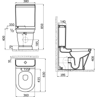 CREAVIT ANTIK WC kombi, spodný/zadný odpad, biela WCSET08-ANTIK