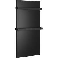 Sapho ENIS kúpeľňový sálavý vykurovací panel 600W, 590x1200 mm, držiaky uterákov, IP44, čierna mat RH600B-2