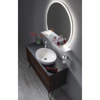 Sapho VISO okrúhle zrkadlo s LED osvetlením a policou ø 60cm, biela mat VS060-01